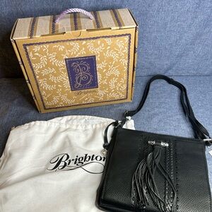 Brighton Black Leather Crossbody Bag
